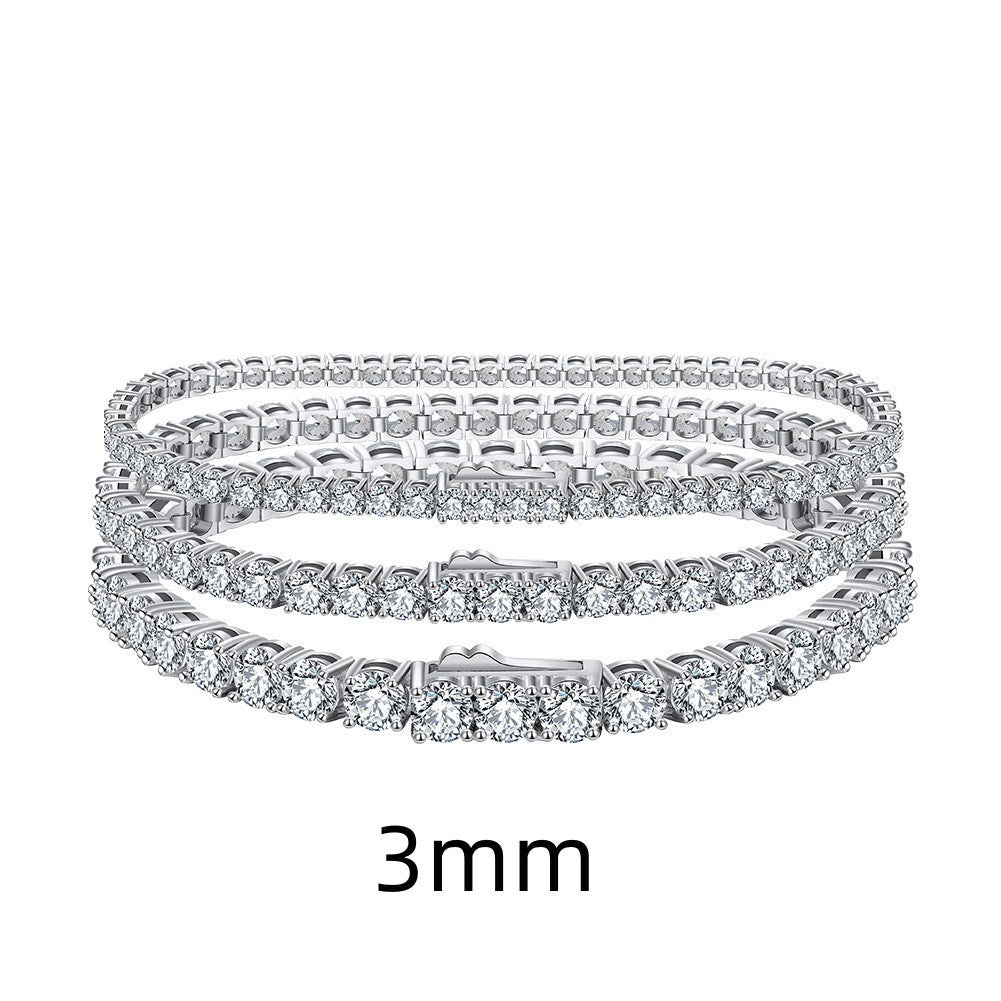 S925 Sterling Silver Diamond 4.0mm Full Diamond Tennis Bracelet