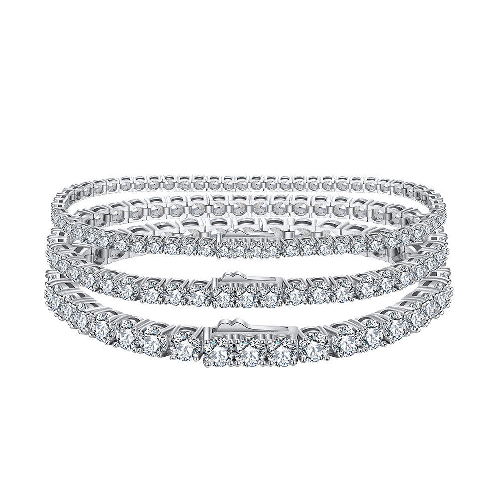 S925 Sterling Silver Diamond 4.0mm Full Diamond Tennis Bracelet
