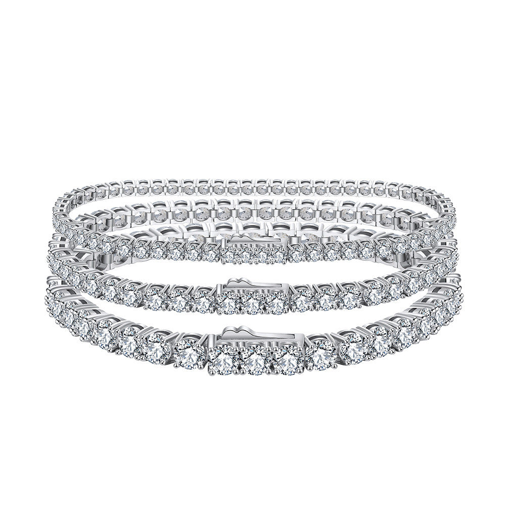 S925 Sterling Silver Diamond 4.0mm Full Diamond Tennis Bracelet