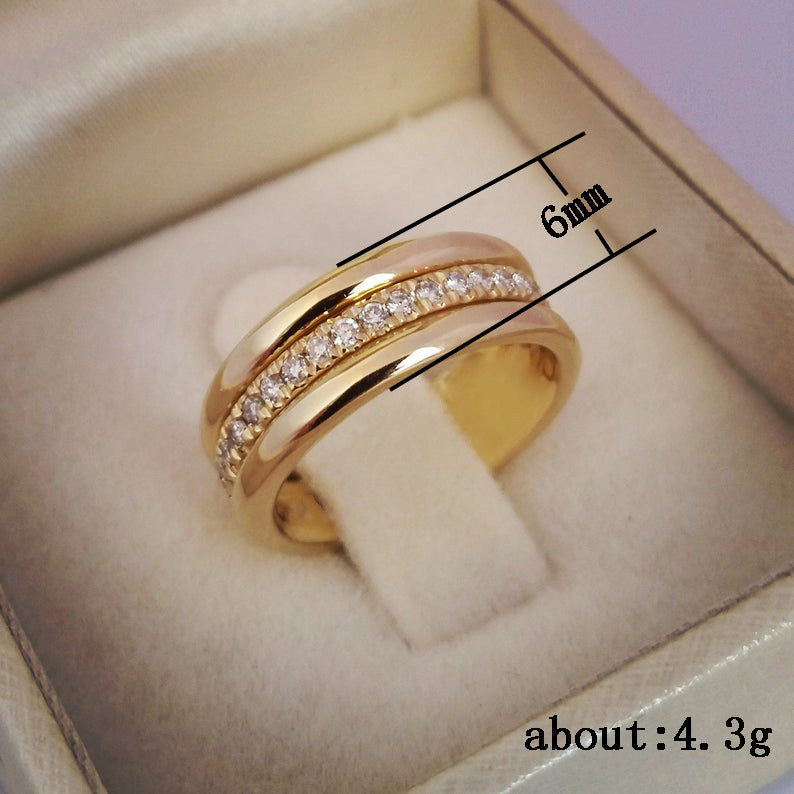 Elegant Gold & Silver Rhinestone Ring – Copper-Plated Fashion Jewelry