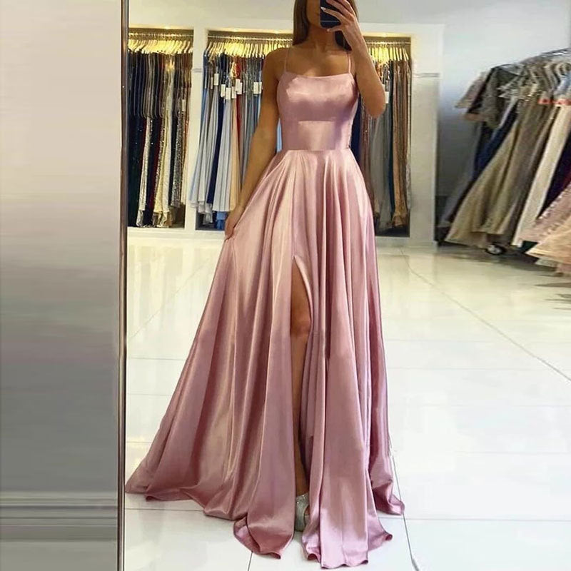 Elegant Multicolor Plus And Extra Size Evening Gown Prom Maxi Dress Sling Glossy Satin