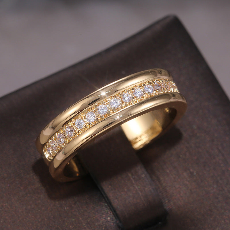 Elegant Gold & Silver Rhinestone Ring – Copper-Plated Fashion Jewelry