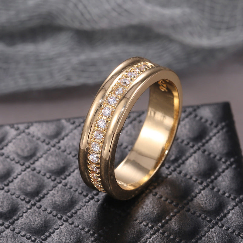 Elegant Gold & Silver Rhinestone Ring – Copper-Plated Fashion Jewelry