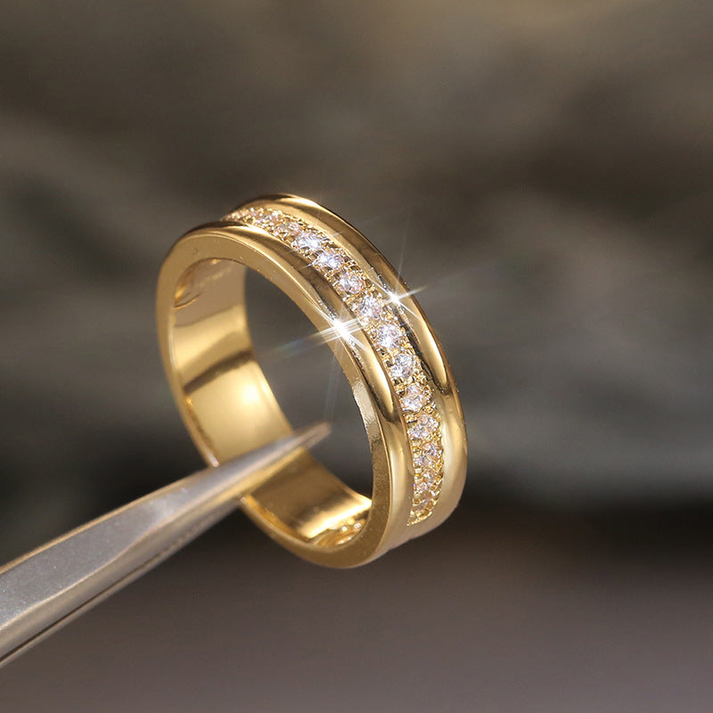 Elegant Gold & Silver Rhinestone Ring – Copper-Plated Fashion Jewelry