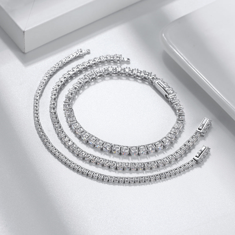 S925 Sterling Silver Diamond 4.0mm Full Diamond Tennis Bracelet