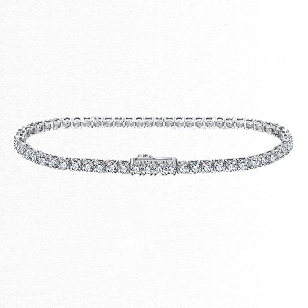 S925 Sterling Silver Diamond 4.0mm Full Diamond Tennis Bracelet