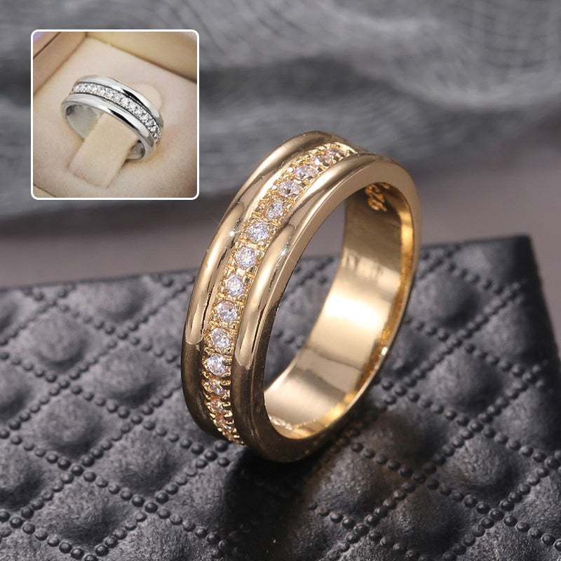 Elegant Gold & Silver Rhinestone Ring – Copper-Plated Fashion Jewelry
